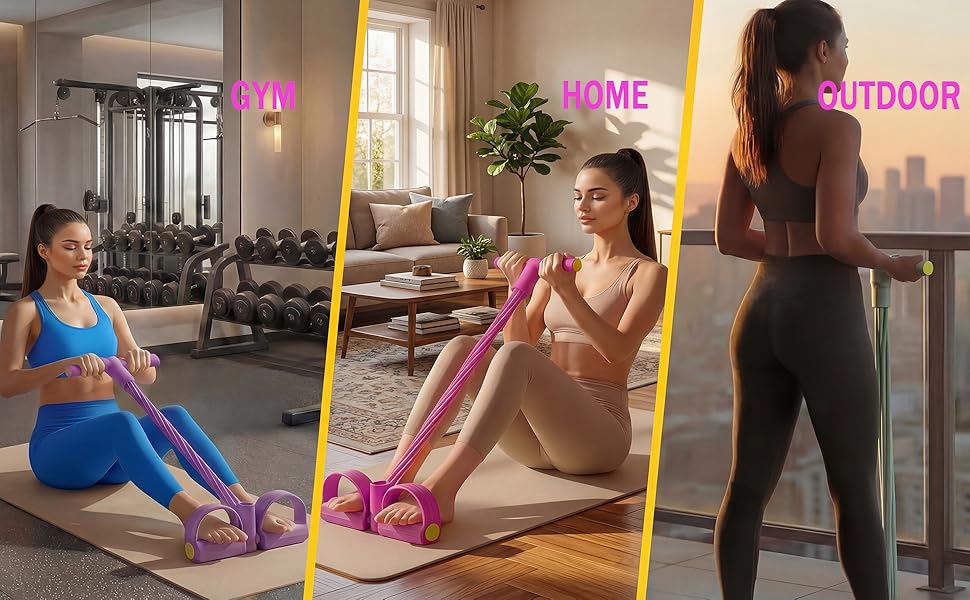 Resistance Bands with Handles, 8-Tube Elastic Foot Pedal Resistance Bands, Natural Rubber Ankle Puller Sit-up Exercise, Multifunction Fitness Band for Abdomen, Waist, Arm, Leg Stretching Training