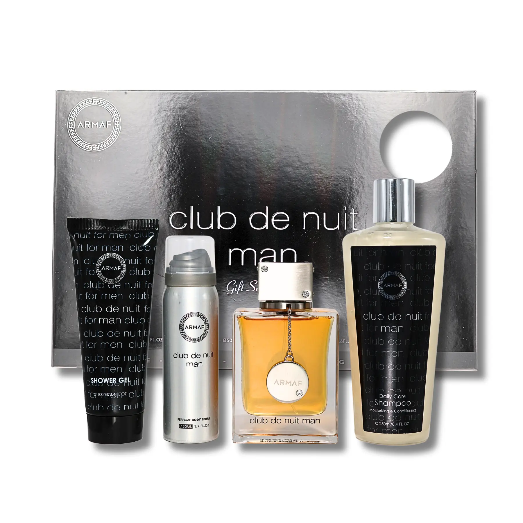 Armaf CDN Man 4-Piece Multi-Pack Gift Set for Men Adults - Organic-Inspired Care Cologne Collection for Body, Hair and Skin, Long-Lasting Fresh Spicy Citrus Spark Aroma, Everyday Grooming Routine with Amber Warm Finish