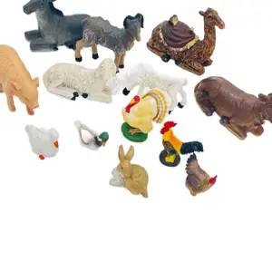 Christmas Nativity Animal Set for Scene 3 1/2 H Realistic Figurines Including Sheep Donkeys Cows High-Quality Durable Materials Perfect for Teaching Children About the Birth of Jesus