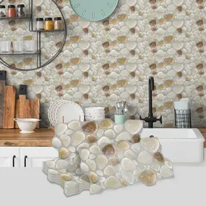 Irregular Shell Pattern Self Adhesive Tile Sticker, 24/48pcs Kitchen Splash Guard Tile Sticker, Decorative Sticker for Home Kitchen Bathroom, Ornaments