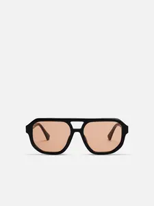 OLEA in Black Acetate Amber Sunglasses