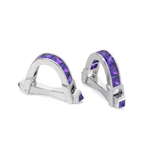 18K Gold Art Deco Reproduction Amethyst Cufflink (6.70.cts.tw)
