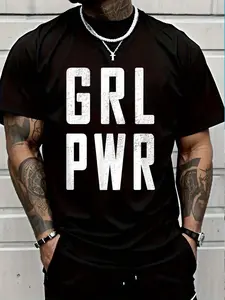 100% Cotton GRL PWR ( Power) Cute Slogan T Shirt For Strong T-Shirt Women's Men's Graphic Tee Crew Neck summer vacation Tops