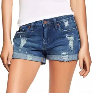 Women's Ripped Denim Shorts - High & Mid Waist Washed Jean Shorts with Pockets Distressed Casual Hot Pants for Summer