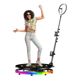 MWE 360 Photo Booth Machine for Parties,Wedding,Chrismas,LED Ambient light,Logo Customization,Software APP Remote Automatic 360 Spin Camera Booth  for 2-3 People (26.8''-39.4'')