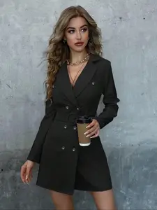 New Cross-Border Double Button Slim-Fit Blazer Dress, Elegant Design, Showcases Body Curve, Spring & Fall Fashion