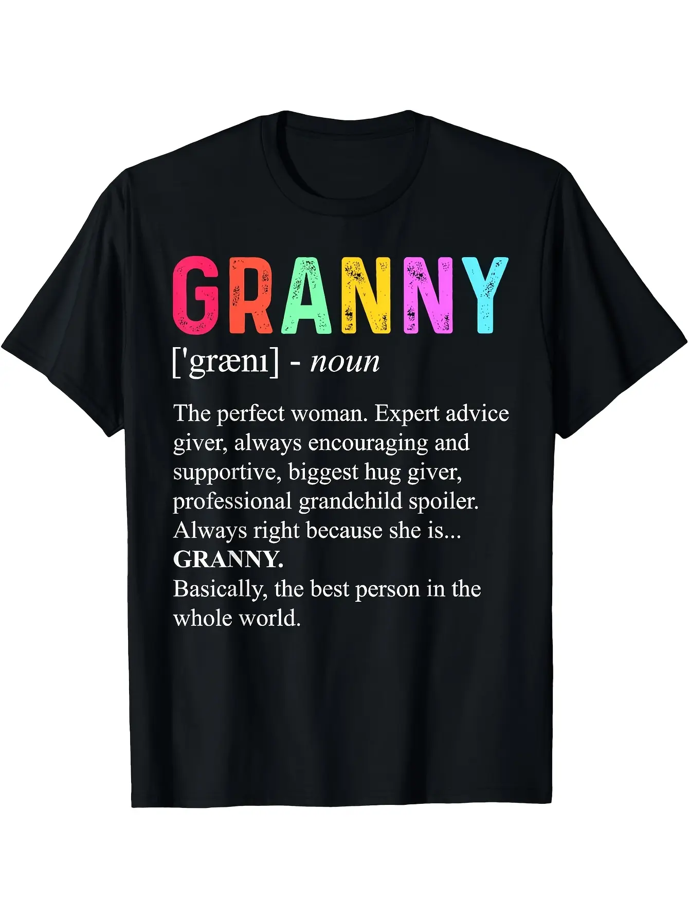 Granny Definition Grandma - Funny Grandmother T-Sh unisex soft cotton short sleeve t shirt, vintage graphic casual tee for men women teens, perfect birthday holiday gift for camping travel gym daily street  wear