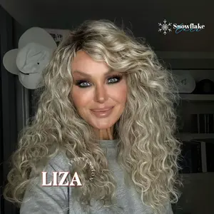 JBEXTENSION 19 Inches Deep Curly Blonde Pre-Cut Snowflake Lace Frontlace Glueless Wig LIZA SNOWFLAKE【PERMATEASE】【BENDY EAR TABS】