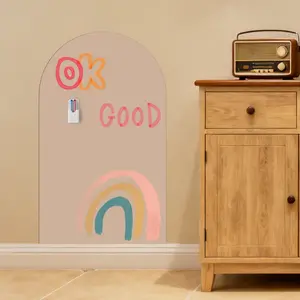 1 piece of red bean paste-colored soft magnetic arch set, self-adhesive magnetic board - quick installation, smooth writing, wall decoration, can be used for blackboard-style painting and learning on walls in offices, study rooms, restaurants, etc.