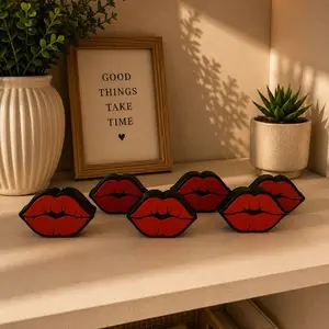 3D print Lips Kisses Straw Topper - Red Lips Design for Drinkware Decor