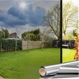 Silver Color Mirror Film Window Privacy Protector, UV & Heat Blocking Interior Sunscreen Film, Single-Sided Opaque Glass Sticker