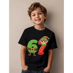 Funny Elf Boy 67 Meme Christmas Gen Alpha Humor Premium Tri-Blend Series Boys And Girls Kids Short Sleeve T-Shirt | Casual Wear, Crew Neck, Regular Fit, All-season, Slight Stretch Fabric, Perfect for Birthday Gifts and Daily Wear