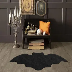 Halloween Decor Bat Design Bathtub Mat, 1 Count Non-slip Soft Floor Mat, Decorative Carpet for Home Living Room Bedroom, Halloween Decoration, Boho Area Rug