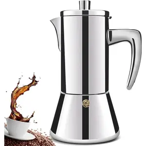2 Cup Thickened 304 Stainless Steel Moka Pot Stovetop Espresso Maker Italian Percolator Mocha Coffee Machine for Induction Home and Camping 100ml 3.4oz