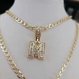 14K Gold Plated Letters Diamantados for Men & Women - 20 Inches & 22 Inches Chain day gift bracelet gift