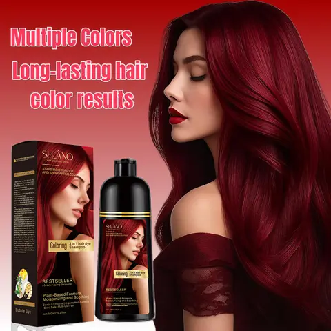 2026 New Hair  Trends  Wine Red 3-in-1 Hair Dye Shampoo | 100% Gray Coverage | Nourishing & Long Lasting Instant Herbal Ginseng color temporary hairdye curly Dark Brown Haircare outdoorfun, Covering Grey Hair, Dyeshampoo