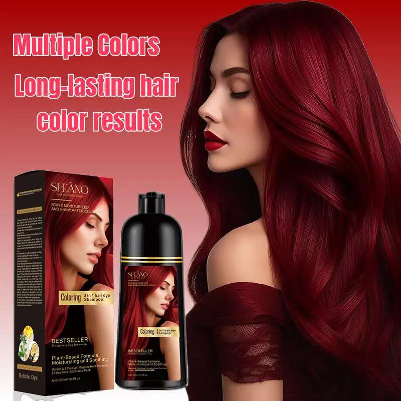 2026 New Hair  Trends  Wine Red 3-in-1 Hair Dye Shampoo | 100% Gray Coverage | Nourishing & Long Lasting Instant Herbal Ginseng color temporary hairdye curly Dark Brown Haircare outdoorfun, Covering Grey Hair, Dyeshampoo