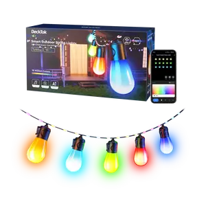 45ft Smart Outdoor String Lights, IP65 Waterproof Color Changing LED Lights for Garden Patio