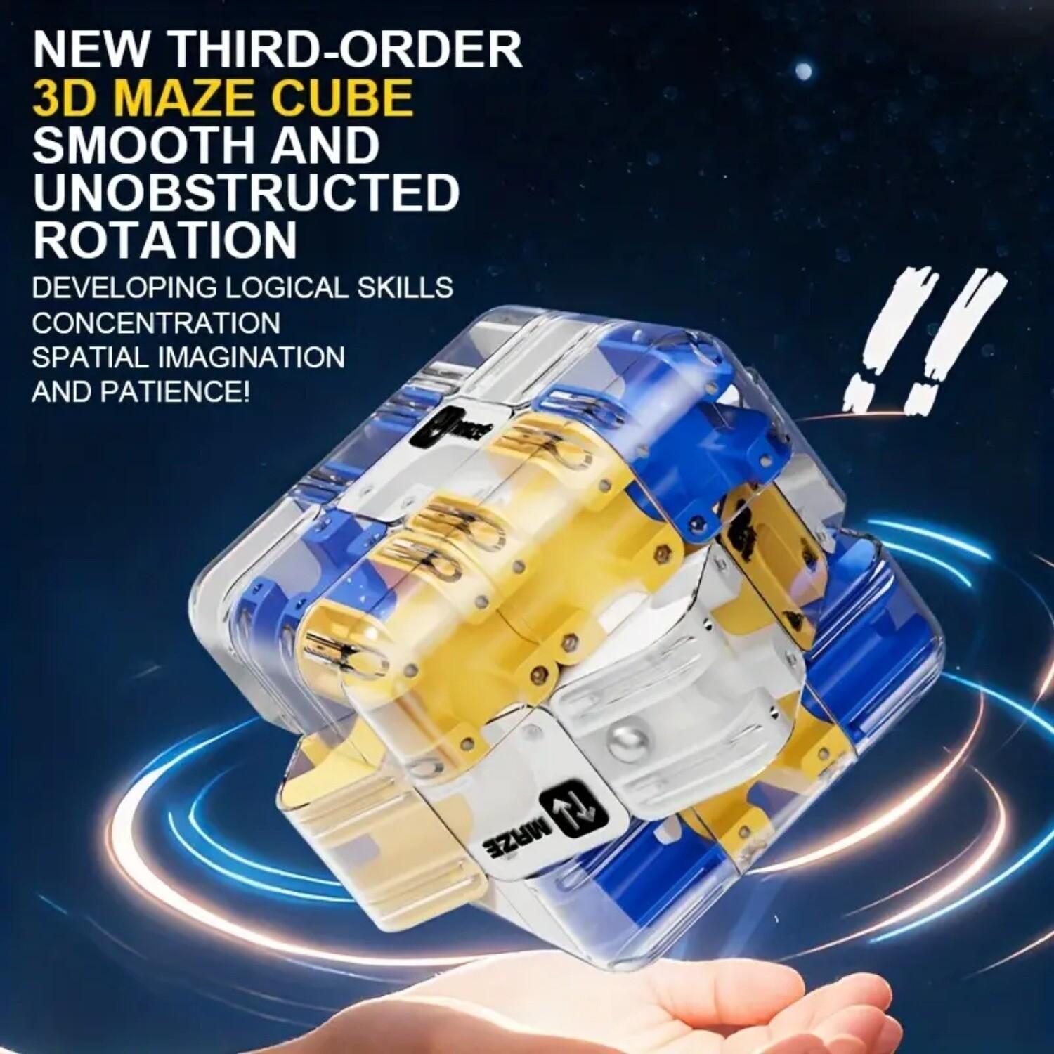 3D Ball Maze Cube Puzzle Toy STEM Educational Brain Game with Smooth Rolling Multicolor Balls 3D Maze Labyrinth Spatial Reasoning Challenging Cubic Puzzle for Kids Ages 6+