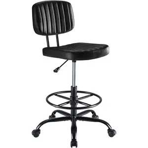 Ergonomic Low Back Drafting Chair with Footrest – Armless Swivel Rolling Stool for Standing Desk, Lab, Office (350lbs Capacity)
