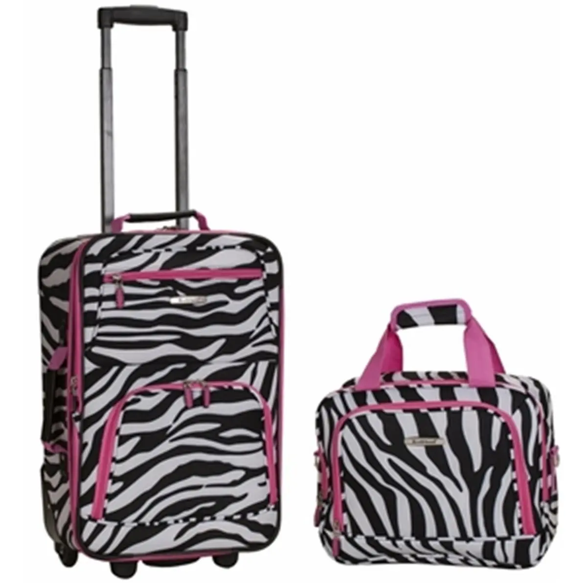 212 MAIN Pink Zebra Print 2-Pc Expandable Luggage Set - Ez-Roll Wheels, Heavy-Duty EVA, PVC-Backed Material, Zipper Closure