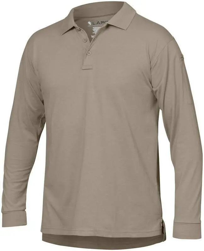 LA Police Gear Men's Op Tactical Long Sleeve Polo Shirt - Menswear, Polyester Fabric, Sunglasses-Compatible, Operator, Embroidered, Pockets, Cotton, Soft, Wrinkle