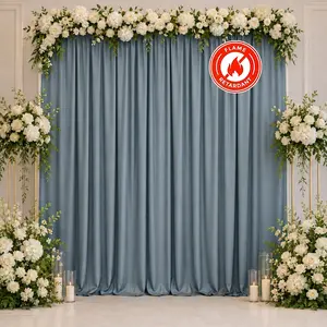 Scuba Polyester Event Backdrop Curtain Dusty Blue 10ftx10ft Durable Flame Resistant Wrinkle-Free Photography Drape Panel With Rod Pocket
