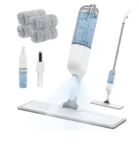 Versatile Floor Mop with 4 Washable Pads Wet Dry Microfiber for Hardwood Laminate Vinyl Wood Tile Cleaning 500 ml Refillable Bottle for Home Kitchen
