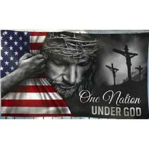 3X5 FT ONE NATION UNDER GOD PATRIOTIC USA JESUS CHRIST HUGE FLAG BANNER