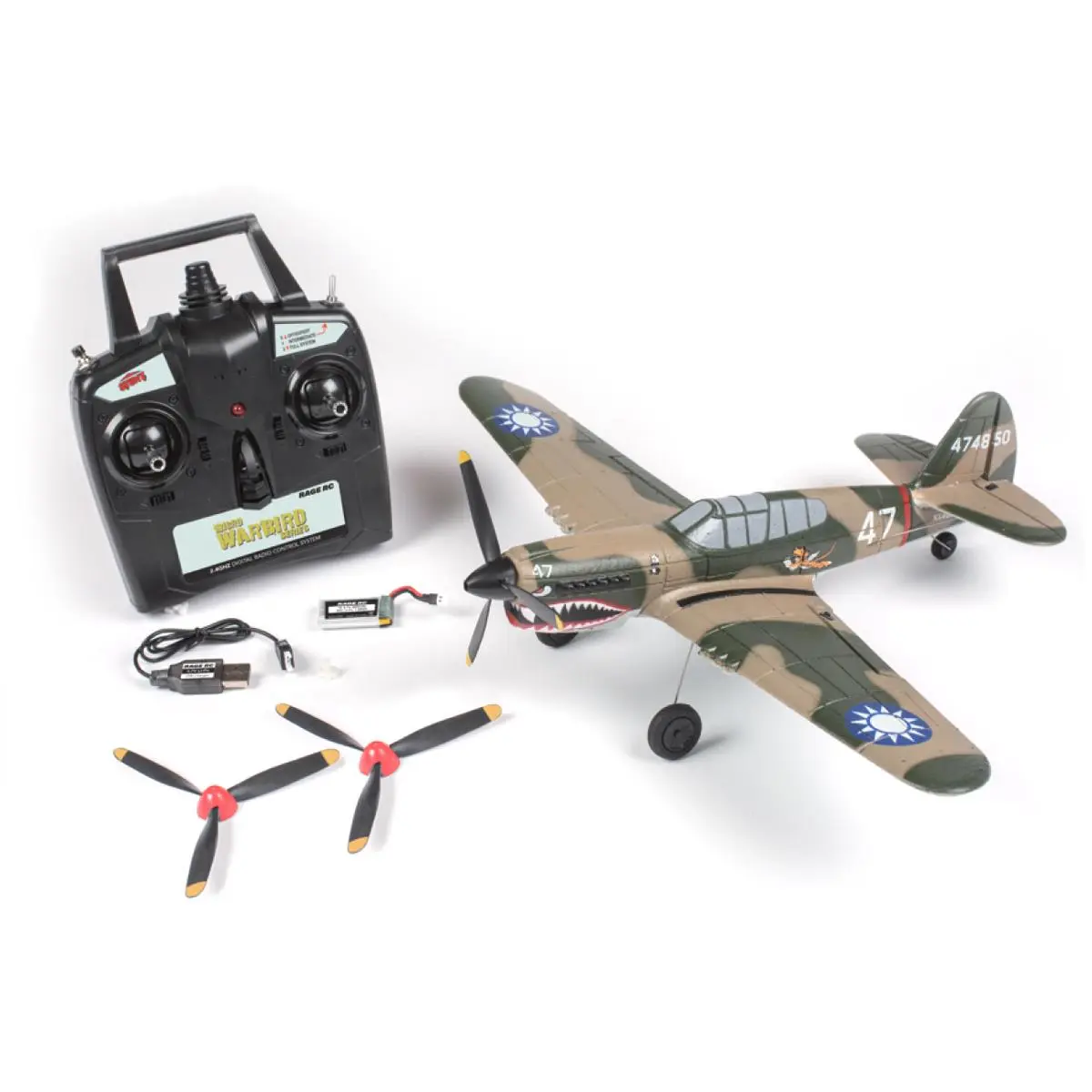 212 MAIN Rage R-C Curtiss P-40 Warhawk Classic Warbird Micro Scale RTF Airplane, EPP Foam Construction, Easy Flying, Pass Assist Feature