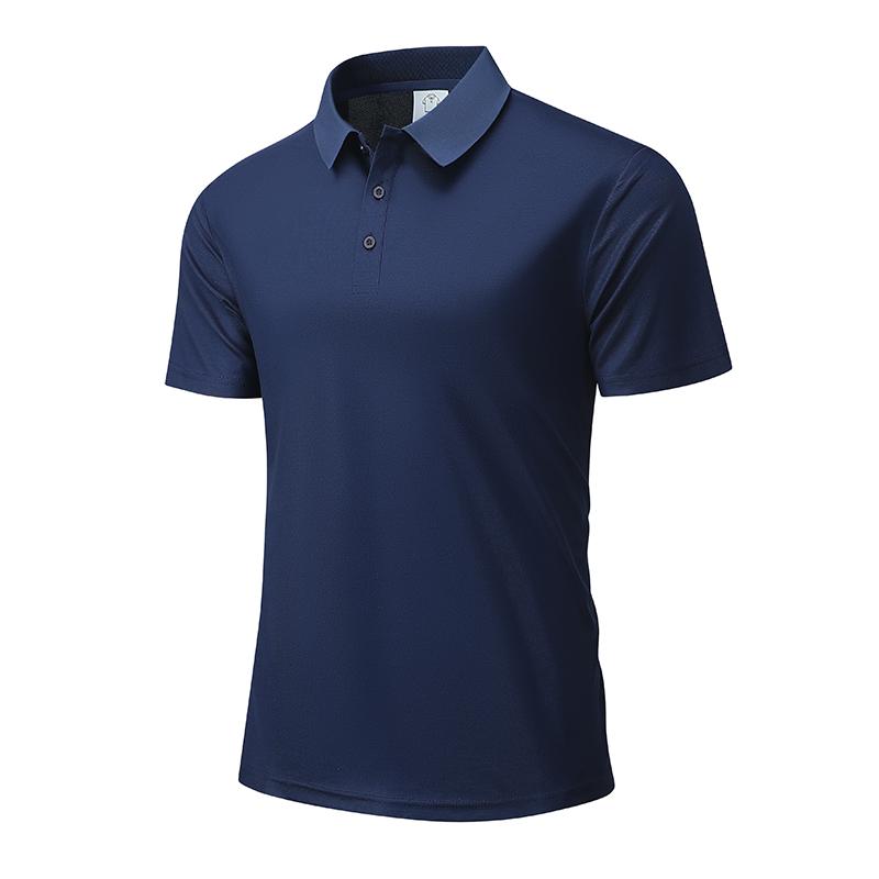 Men's Solid Color Turn-down Collar Polo Shirt Short Sleeve Business Casual Simple Slim Fit Breathable T-shirt Office Menswear