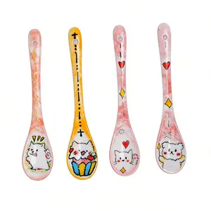 Handmade Cat Ceramic Spoon Cute Coffee & Dessert Spoon with Adorable Design for Cat Lovers and Coffee Enthusiasts Unique Handcrafted Kitchen Accessory