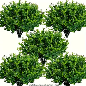 8 Bundles of Artificial Plants, Artificial Faux Plants, UV-Resistant Boxwood Shrubs, Realistic Greenery, Indoor & Outdoor Decor, Ideal for Terraces, Gardens, Weddings