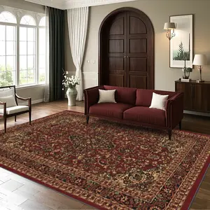 Velvet + Soft Comfort European Traditional Art Persian Wave Pattern Printed Carpet, Home Decoration Carpet, Living Room Large Carpet Sofa Cushion Door Mat Coffee Table Cushion Bedroom Carpet Bedside Carpet