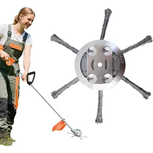 (2 Pack) Wire Grass Trimmer Head, 8 Inches + 3 Blades, 2025 New String Trimming Head, for & Battery-Powered String Trimmers, Weed Eater Blade