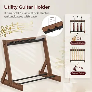 6 Guitar Rack Stand – Wooden Floor Guitar Holder