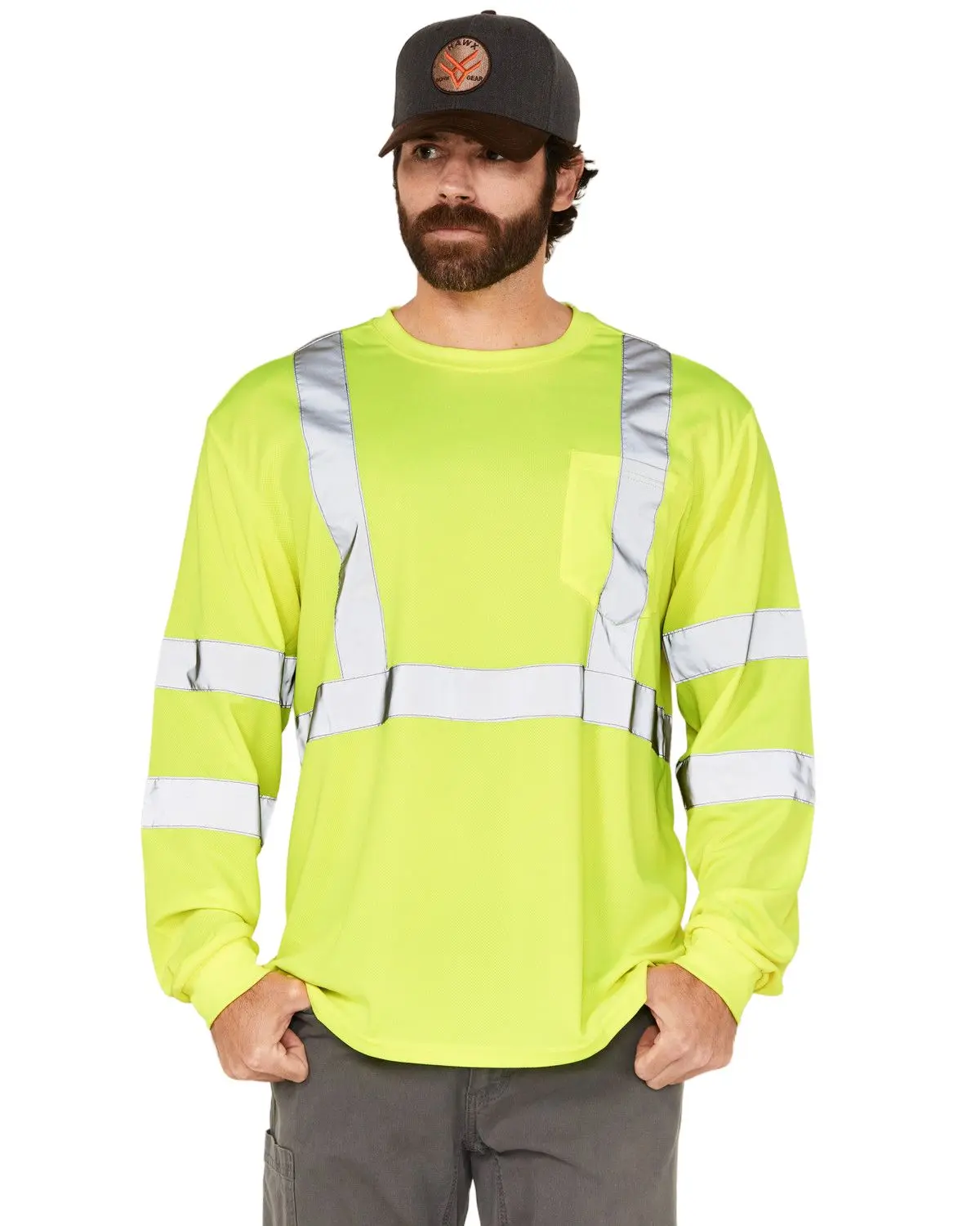 Hawx Men's Men'S Reflective Long Sleeve Work T-Shirt - Hhvsu24104-Yl