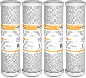 Membrane Solutions 5 Micron 2.5" x 10" CTO Carbon Block Water Filter Cartridge Replacement for Whole House Filtration Systems, Compatible with WFPFC8002, WFPFC9001, FXWTC, WHEF-WHWC, WHCF-WHWC