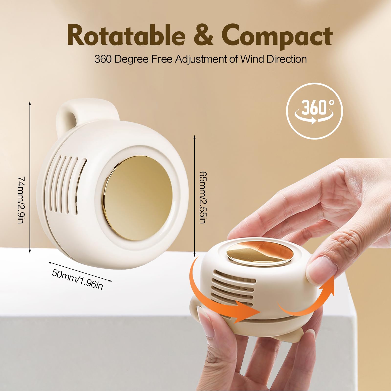 Portable Silent Mini Bladeless Fan Clip on, Portable Silent Mini Bladeless Electric Fan, For Outdoor & Travel & Office, Travel Accessories, Gift, Adjustable 3-Speed (Type-c, White)