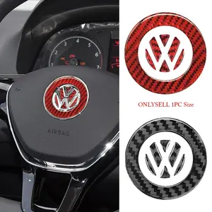 Car Steering Wheel Center Cover Volkswagen Badge Logo Interior Patch Carbon Fiber Red Black Decor Car Accessories for Volkswagen Volkswagen VW GTI Golf 5 6 7 Mk4 Mk5 Mk6 Polo Passat B5 B6 B7 Scirocco Jetta Tiguan CC Touareg Beetle Rline R Touran Bora