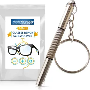 3-in-1 Glasses Repair Kit, Mini  Set for Eyeglass and Watch Repair, Includes Phillips, Flathead, and Hex Tools, 1 Pack