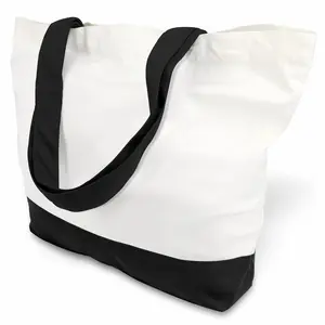 TOPDesign 1 | 3 | 6 | 12 | 24 Pack Super Strong Large 12oz Cotton Canvas Tote Bag, Reusable Grocery Shopping Cloth Bag, Fashionable Two-Tone Tote for Crafts, DIY Your Creative Designs (Pack of 1)