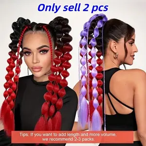 Colorful Synthetic Braided Bubble Ponytail Hair Bands, Fashionable Cute Street Style Y2K Lightweight Hair Accessories, Easy to Wear