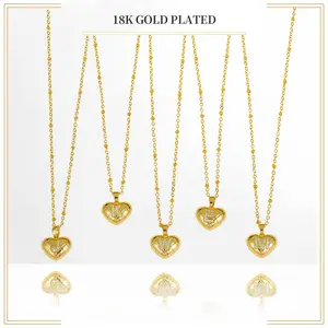 Dainty 18K Gold Plated Heart Initial Necklace Heart Letter Charm Satellite Chain Love Design Hypoallergenic Waterproof Romantic Gift for Her Mother's Day Gift Idea