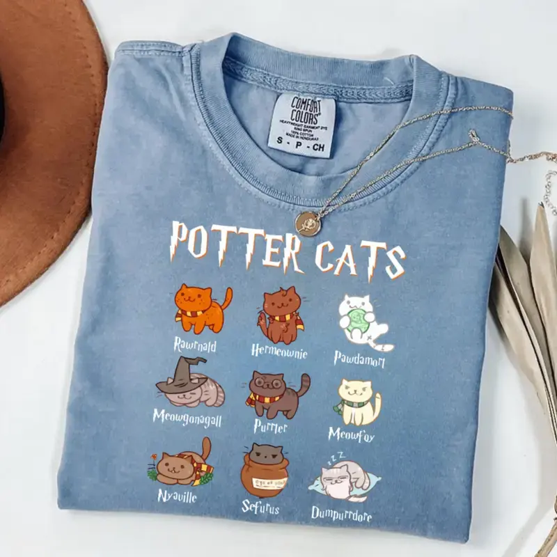Wizard Cat Comfort Colors Shirt, Funny Magical Cat Graphic Tee, Vintage Fantasy Cat T-Shirt, Cute Theme Park Outfit, Wizard Lover Shirt, Gift For Mom, Trendy Halloween Spooky Women Tshirt | Holiday Threads US