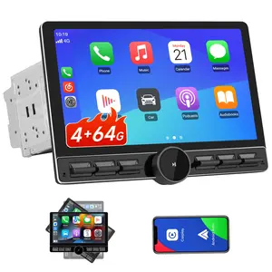 10.6" Android 13 4GB+64GB Car Radio Stereo with Double-DIN Rotatable Touchscreen, Bluetooth/4G/GPS/FM/AMRadio Receiver, Wireless CarPlay & Android Auto