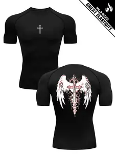 Men's Quick-Dry Compression T-Shirt – Cool Graphic Print, High-Stretch Breathable Base Layer for Daily Wear, Gym Workouts, Running & Outdoor Training, Gym T Shirts, Athletic Compression Shirts