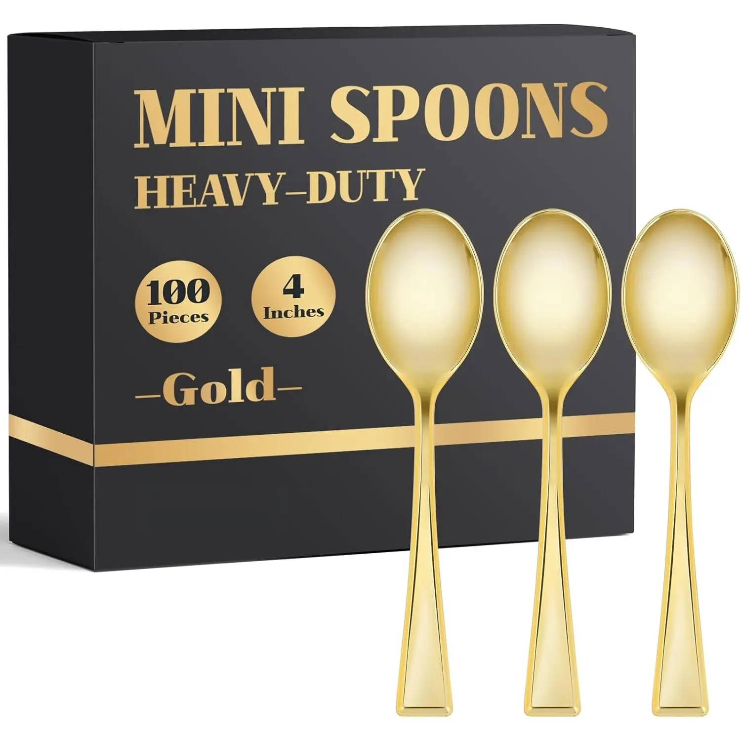 Heavy Duty Disposable Tableware Spoons, 4-In Scratch Resistant Durable Elegant Plastic Mini Spoons, 100-Pack Cutlery Set for Desserts, Ice Cream