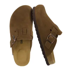 CUSHIONAIRE Hana - Genuine Leather Suede Classic Clog Womens Shoes - Slip On Mule Comfortable Shoes for Women, Brown 6
