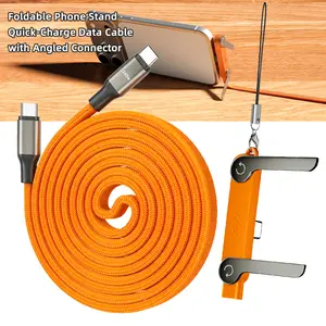 【DealsForYouDays】240W SuperCharge 2-in-1 Detachable Type-C Single-Head Cellphone Charger Extension, 360° Rotating Invisible Stand, Zinc Alloy Silicone Build, Apple/Samsung Compatible, Gaming/Car Use Charging Cable